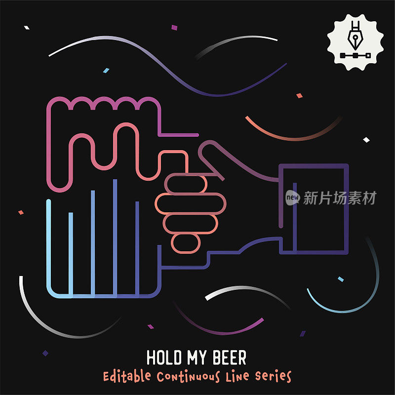 Hold My Beer可编辑线条插图